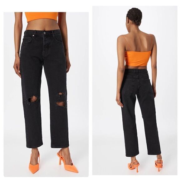 Free People × We The Free Bren Boyfriend Destroyed Jean in Black Magic, Size 24 - Picture 4 of 16